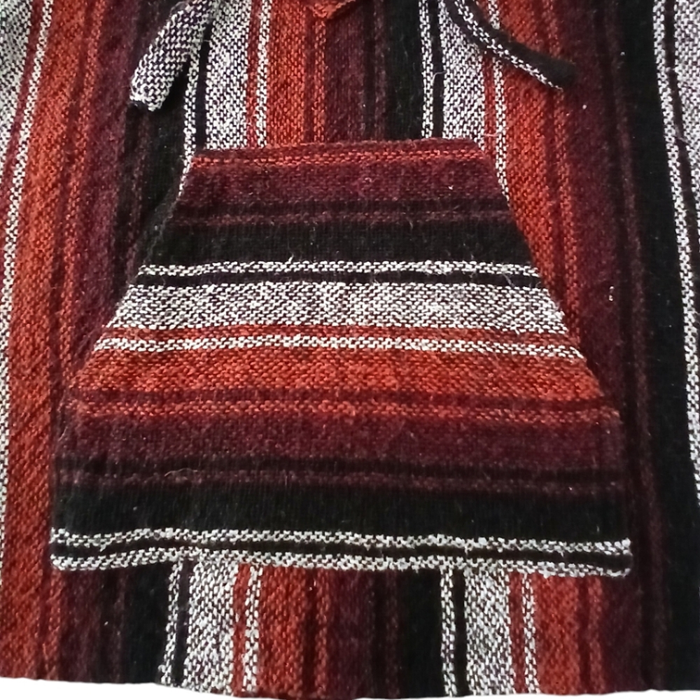 Mexican Baja Hoodie Hippie Surf Poncho Sweater Sweatshirt Pullover Unisex Small - Picture 11 of 12